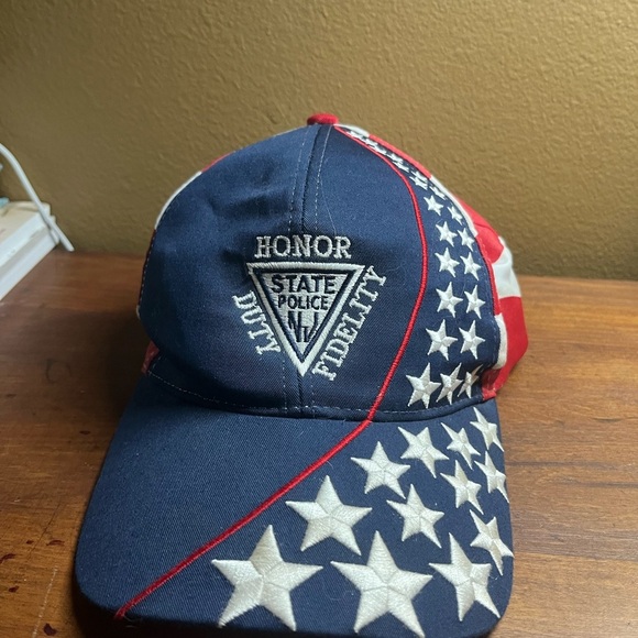 Vintage NJ State Police American Flag Hat 🇺🇸 Nissun Adjustable Cap - Picture 2 of 9